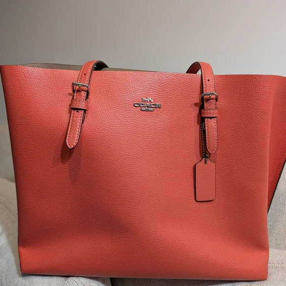 Coach Coral Pebble Leather Tote - Picture 2 of 8